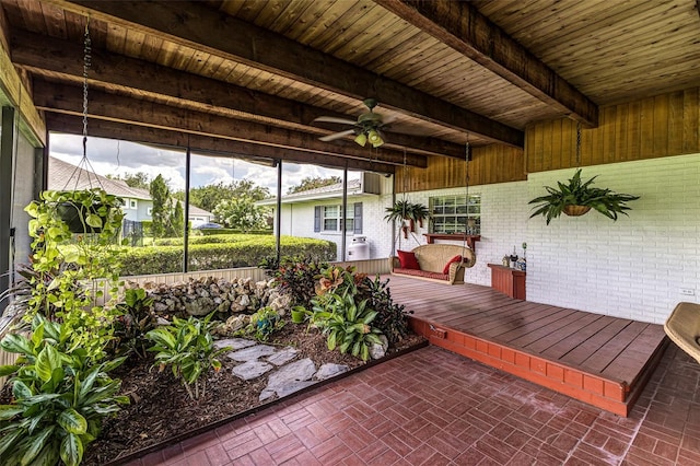 521 Lone Palm Dr, Lakeland, FL 33815 - sunroom / solarium with a ceiling fan and beam ceiling