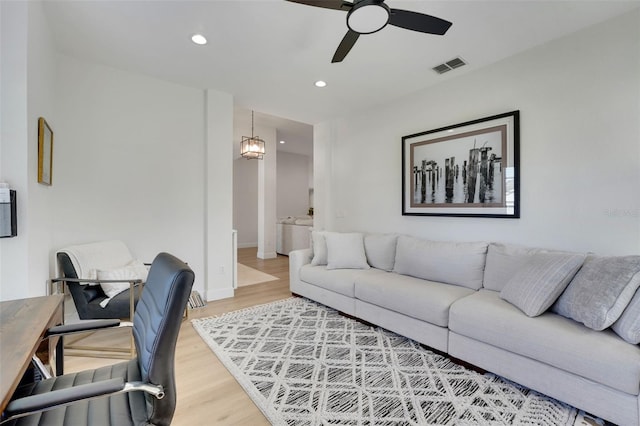 122 Amber Blvd, Auburndale, FL 33823 - office space with wood finished floors, a ceiling fan, and recessed lighting