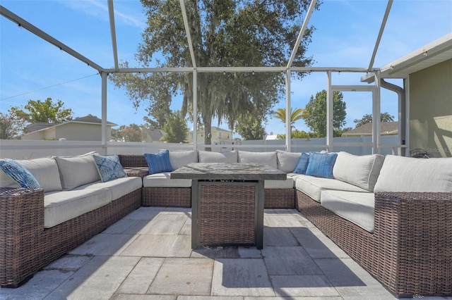 122 Amber Blvd, Auburndale, FL 33823 - view of patio featuring an outdoor hangout area and a lanai