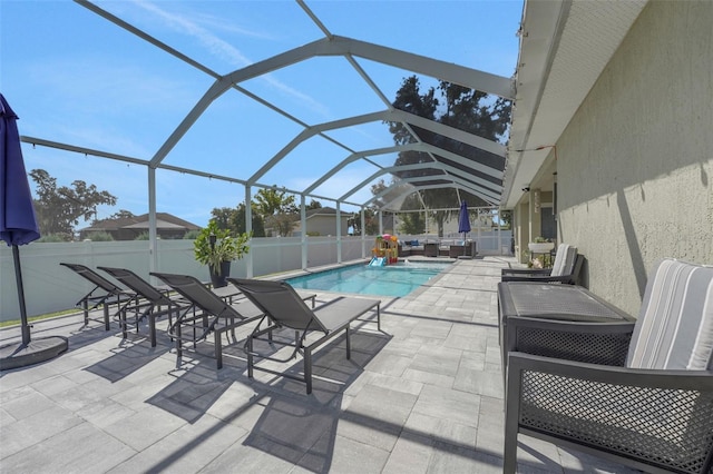 122 Amber Blvd, Auburndale, FL 33823 - view of pool with an outdoor living space, a patio, and a lanai