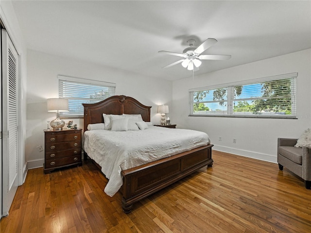2213 Woodbine Ave, Lakeland, FL 33803 - bedroom with wood finished floors, a closet, and ceiling fan