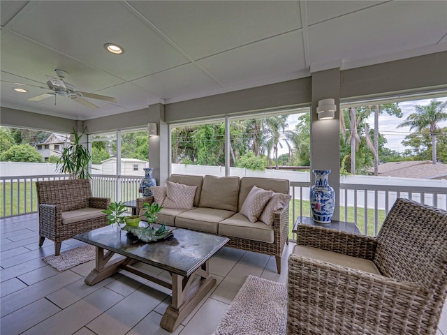 2213 Woodbine Ave, Lakeland, FL 33803 - sunroom / solarium featuring an outdoor hangout area, healthy amount of natural light, and ceiling fan