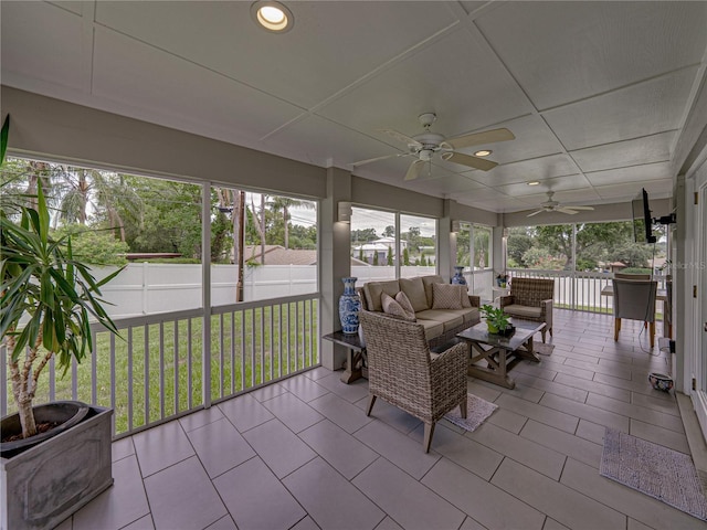 2213 Woodbine Ave, Lakeland, FL 33803 - sunroom / solarium featuring an outdoor living space and ceiling fan