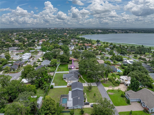 2213 Woodbine Ave, Lakeland, FL 33803 - aerial perspective of suburban area featuring a large body of water