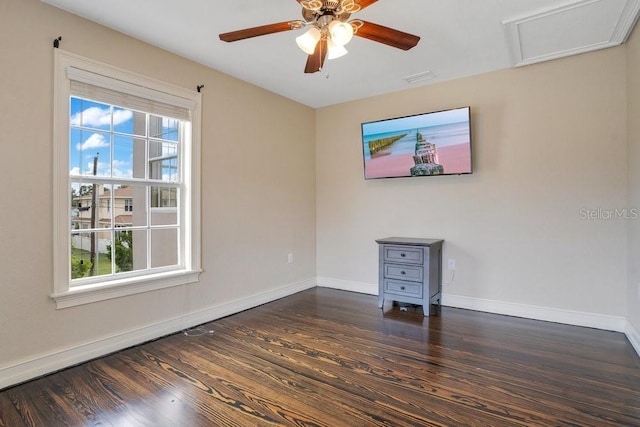 207 W Maxwell St, Lakeland, FL 33803 - empty room with wood finished floors, attic access, and a ceiling fan