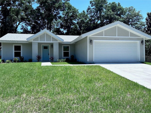 6262 NW 61st St, Ocala, FL 34482 - ranch-style house with a garage, a front lawn, and concrete driveway