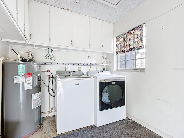 310 Keystone Rd, Auburndale, FL 33823 - washroom with water heater, separate washer and dryer, cabinet space, and a textured ceiling