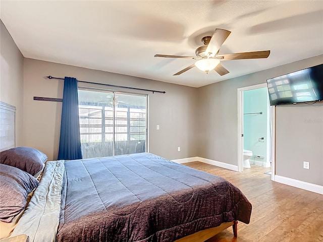 310 Keystone Rd, Auburndale, FL 33823 - bedroom featuring light wood finished floors, ceiling fan, and connected bathroom