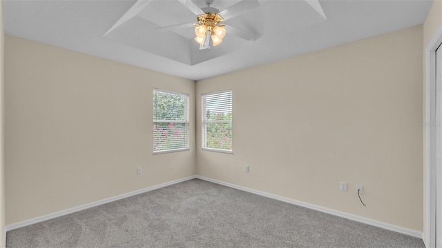 4445 Pebble Pointe Dr, Lakeland, FL 33813 - spare room with carpet flooring, ceiling fan, and a raised ceiling
