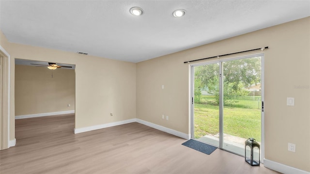 1100 Lowry Ave Unit 69, Lakeland, FL 33801 - spare room with light wood-type flooring, a ceiling fan, and recessed lighting