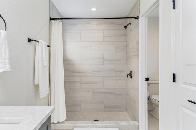 724 Voight Ave N, Fort Meade, FL 33841 - bathroom featuring vanity, a stall shower, and recessed lighting