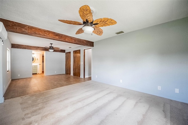 252 W Brookins Ave, Eagle Lake, FL 33839 - empty room with ceiling fan, carpet floors, and beamed ceiling