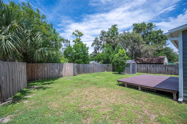 1515 King Ave, Lakeland, FL 33803 - fenced backyard featuring a shed and a wooden deck