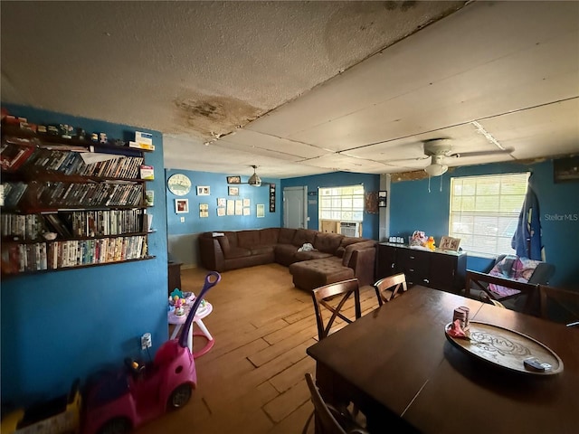 216 Varnadoe Rd, Winter Haven, FL 33880 - dining area with hardwood / wood-style floors, a textured ceiling, ceiling fan, and cooling unit