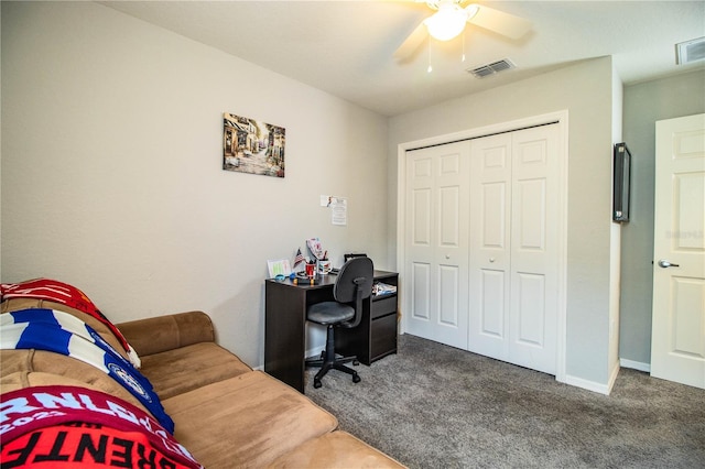 8031 Brookeshire Dr, Lakeland, FL 33809 - carpeted bedroom with a closet and a ceiling fan