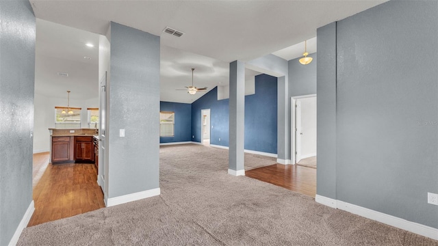 1156 Normandy Heights Cir, Winter Haven, FL 33880 - carpeted empty room featuring a ceiling fan and vaulted ceiling