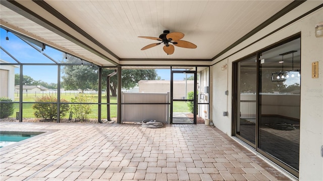 6504 Hereford Dr, Lakeland, FL 33810 - unfurnished sunroom with a ceiling fan