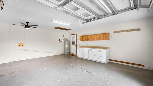 6504 Hereford Dr, Lakeland, FL 33810 - garage featuring electric water heater and ceiling fan