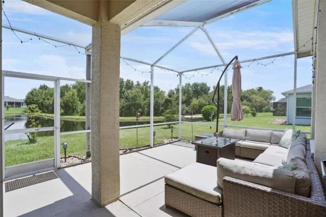3999 Whistlewood Cir, Lakeland, FL 33811 - sunroom / solarium with a water view and an outdoor living space