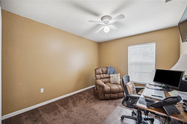 735 Virginia Ave, Auburndale, FL 33823 - carpeted office space featuring ceiling fan and a textured wall