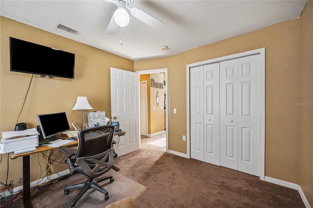 735 Virginia Ave, Auburndale, FL 33823 - carpeted office space featuring a ceiling fan and baseboards