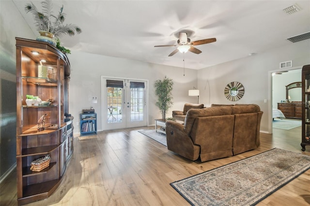 1933 Griffin Trl, Bartow, FL 33830 - living area featuring french doors, ceiling fan, and wood finished floors