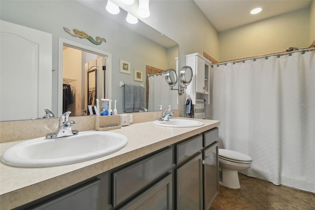 1933 Griffin Trl, Bartow, FL 33830 - full bathroom featuring double vanity, tile patterned floors, a spacious closet, and curtained shower