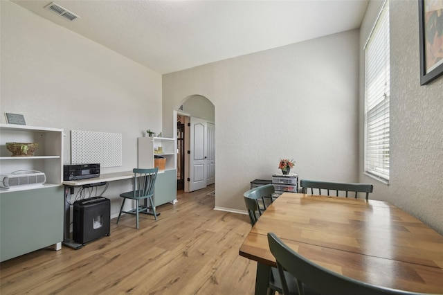 1933 Griffin Trl, Bartow, FL 33830 - office area with a textured wall, arched walkways, and light wood finished floors