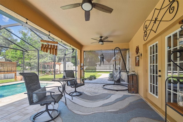 1933 Griffin Trl, Bartow, FL 33830 - sunroom / solarium featuring a ceiling fan, french doors, and healthy amount of natural light