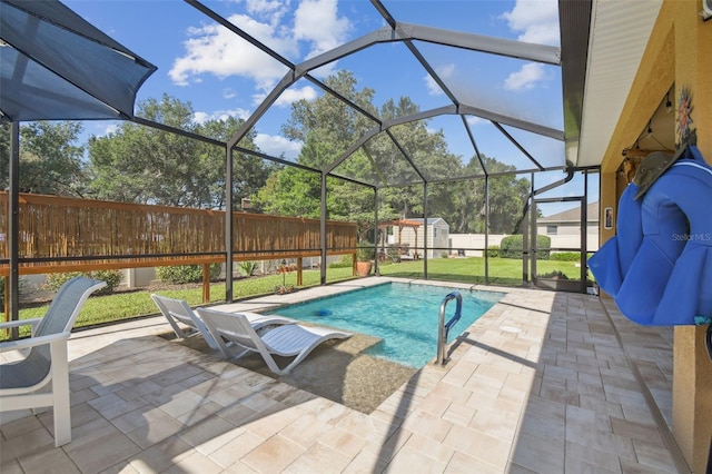 1933 Griffin Trl, Bartow, FL 33830 - view of swimming pool with a patio area, a storage shed, and a lanai