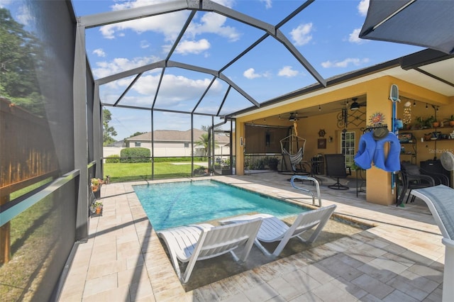 1933 Griffin Trl, Bartow, FL 33830 - outdoor pool with a patio area, ceiling fan, and a lanai