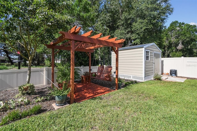 1933 Griffin Trl, Bartow, FL 33830 - fenced backyard with a storage unit and a pergola