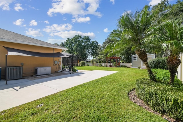 1933 Griffin Trl, Bartow, FL 33830 - view of grassy yard with a patio, a storage unit, and a pergola
