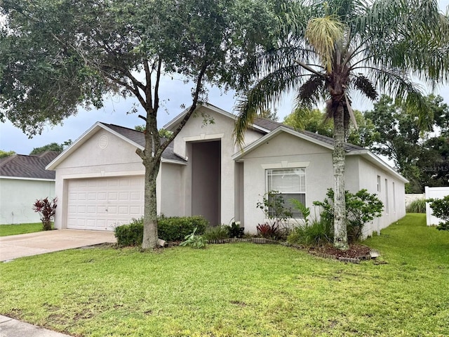 7198 Cedarcrest Blvd, Lakeland, FL 33810 - single story home with stucco siding, an attached garage, driveway, and a front lawn