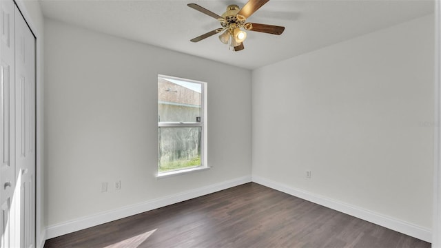 3917 NW Warbler Dr, Winter Haven, FL 33880 - spare room featuring dark wood-type flooring and ceiling fan
