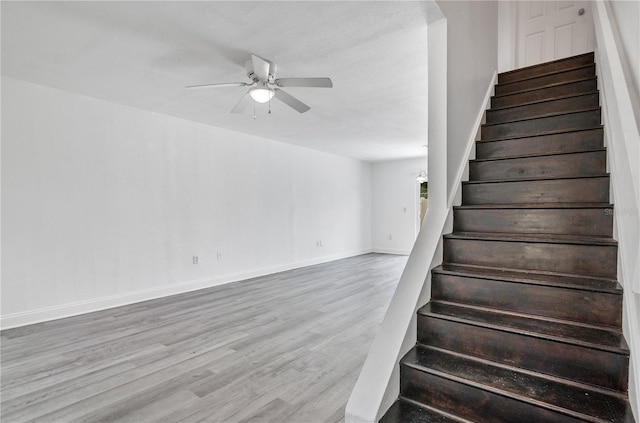 1836 N Crystal Lake Dr Unit 11, Lakeland, FL 33801 - stairs featuring a ceiling fan and wood finished floors