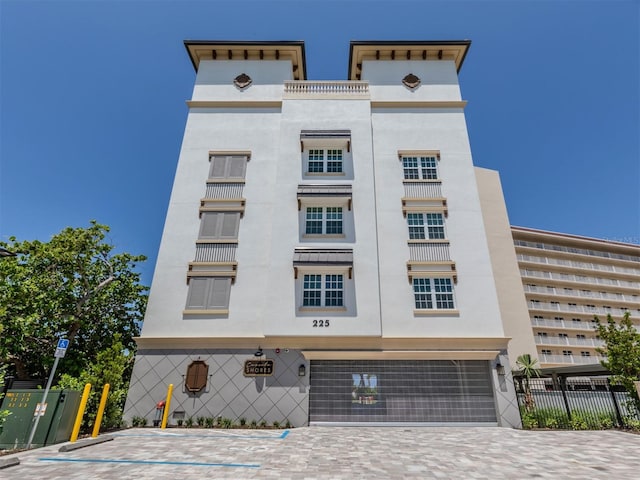 view of building exterior with a garage