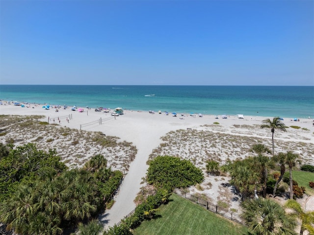 property view of water featuring a view of the beach