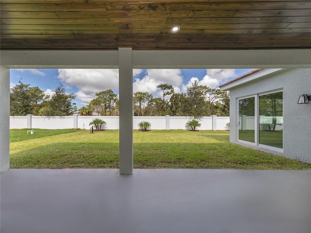 exterior space featuring wooden ceiling