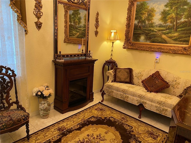 sitting room featuring light tile patterned floors