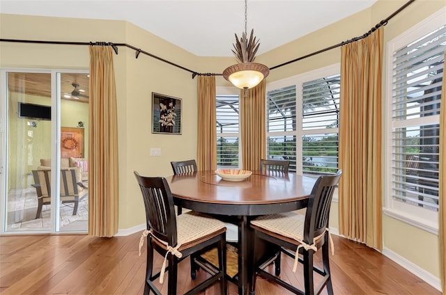 dining space featuring light hardwood / wood-style flooring and plenty of natural light