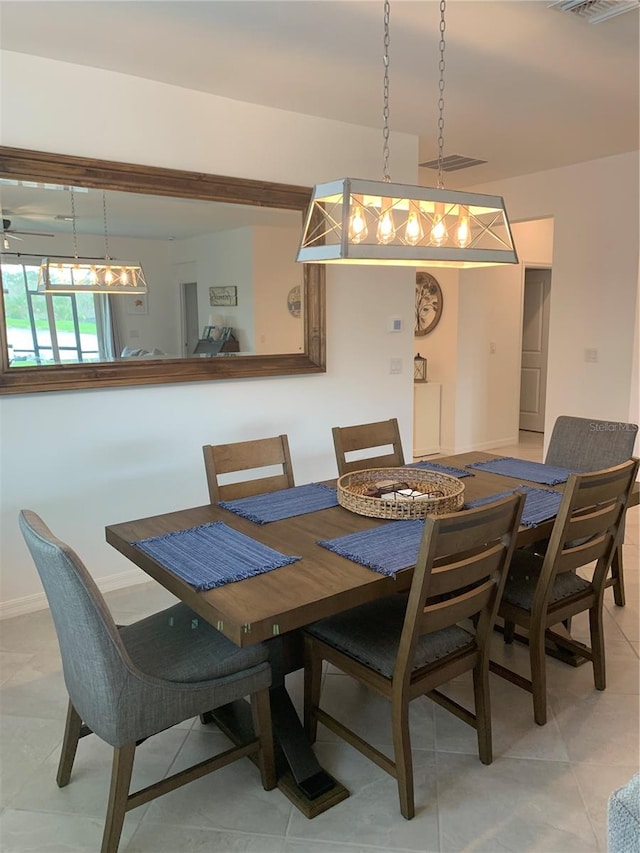 view of tiled dining area