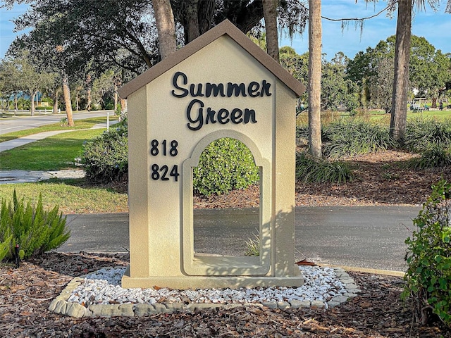 view of community sign