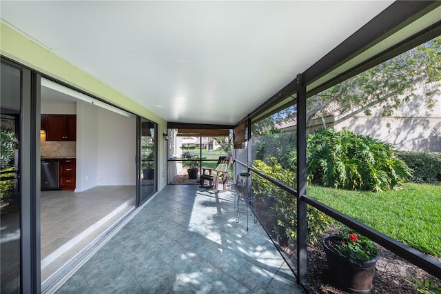 view of unfurnished sunroom