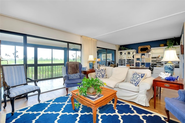 living room featuring light hardwood / wood-style floors