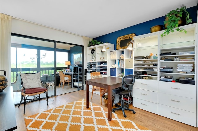 office space featuring light hardwood / wood-style floors