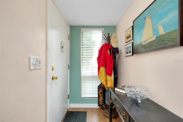 entryway with light wood-type flooring