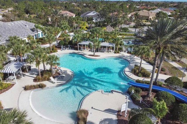 view of pool featuring a water slide