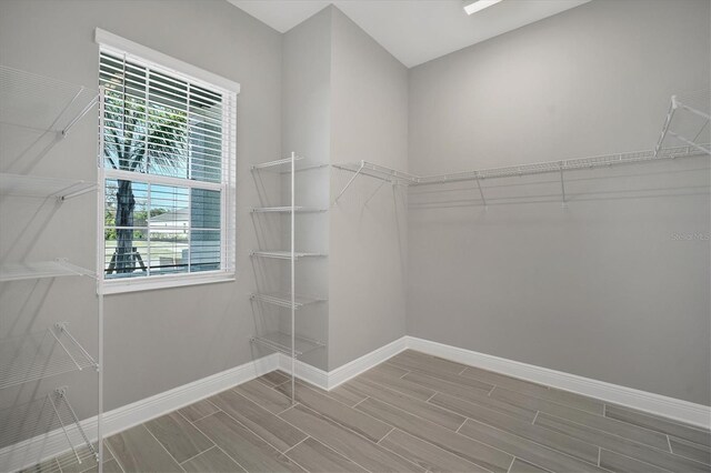 spacious closet featuring hardwood / wood-style flooring