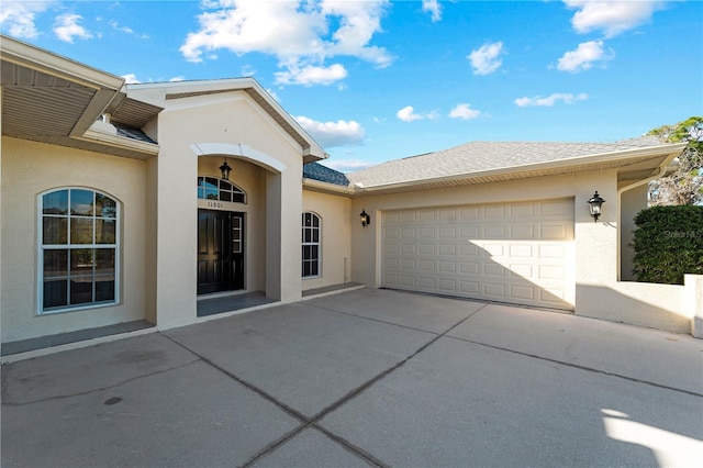 exterior space featuring a garage